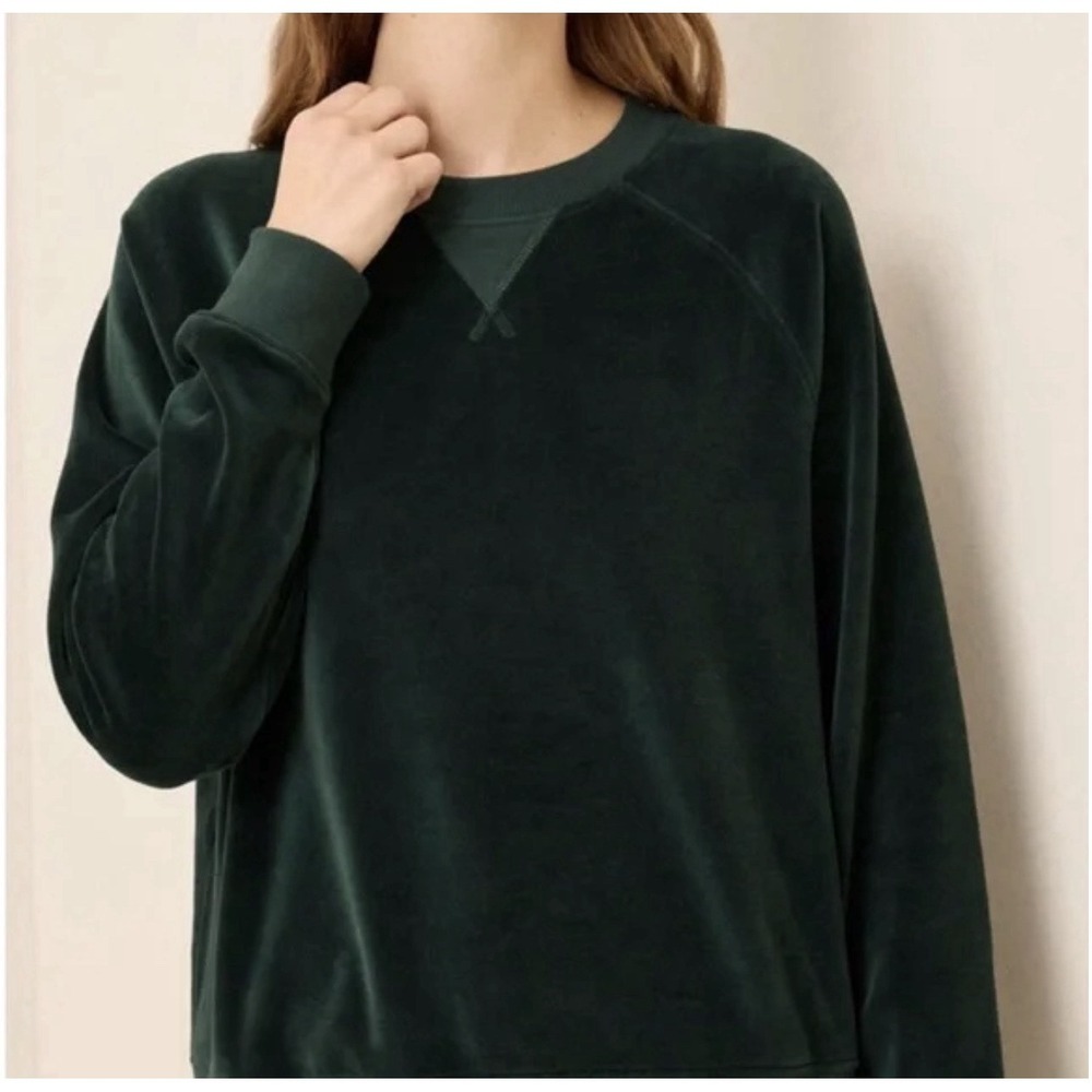 Pact Velour Sweatshirt Organic Cotton Women's Medium Spruce Green Pullover